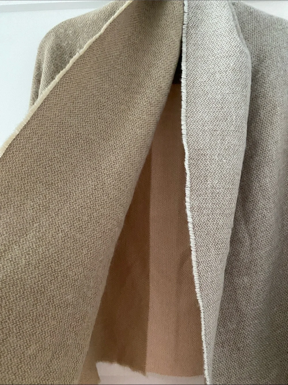 H&M Two-Tone Pink and Taupe Fringed Wrap Scarf